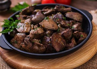 كبدة الدجاج بدبس الرمان
