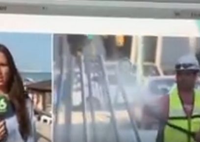 مذيعة تتعرض لموقف محرج على الهواء بعد تقبيلها من رجل مجهول