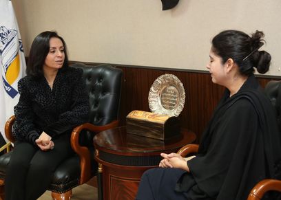 الدكتورة مايا مرسي رئيس المجلس القومي للمرأة وهاربين أرورا مؤسسة المنتدى الاقتصادي العالمي للمرأة