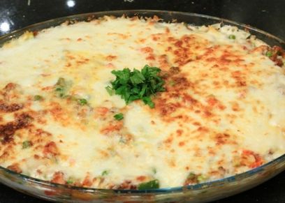 مكرونة باللحمة والخضار