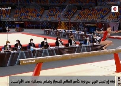 زينة ابراهيم لاعبة مصر خلال كأس العالم للجمباز