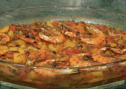 طاجن جمبري بالبطارخ