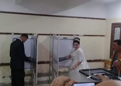 بالصور| حفلات زفاف وخطوبة داخل لجان الإستفتاء في المحافظات