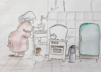 غادة توثق الحظر برسومات كاريكاتير