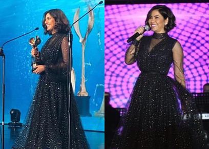 بالصور| فنانة كويتية ترتدي فستان شيرين عبدالوهاب في مهرجان ضيافة