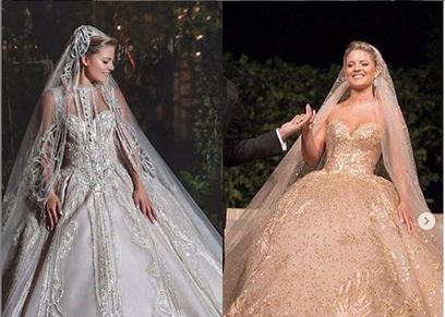 إيلي صعب عن فستانين عروس نجلته: سرقت الأنظار بإطلالتها الملكية