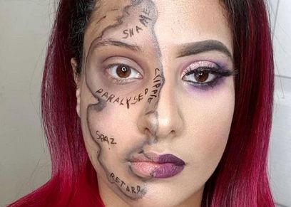 بينها قبيحة ومعاقة.. مصممة ماكياج يمنية تكتب على وجهها تعابير مؤذية