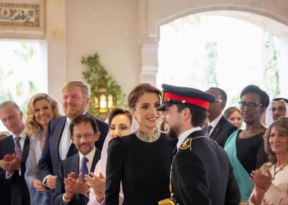 الملكة رانيا العبدالله في حفل زفاف ولي العهد الأردني ابنها