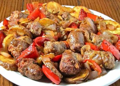 طبق سجق بالخضار