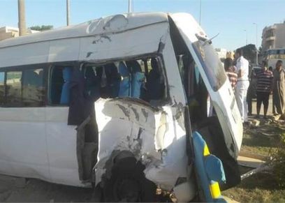 حادث صدام اتوبيس مدرسة