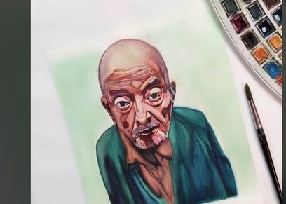 آلاء ياسر ترسم لوحة لطبيب الغلابة بعد وفاته