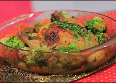 دجاج روستو بالخضار