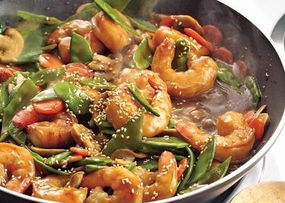طريقة عمل جمبري ودجاج بالترياكي صوص