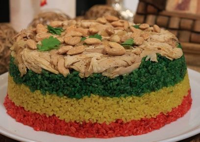 طبق أرز ملون بالدجاج