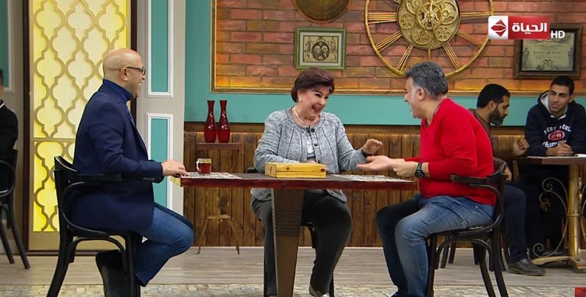 الفنانة رجاء الجداوي وتامر حبيب