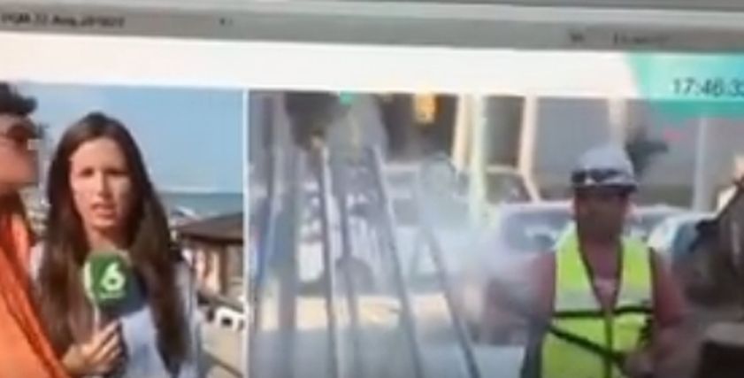 مذيعة تتعرض لموقف محرج على الهواء بعد تقبيلها من رجل مجهول