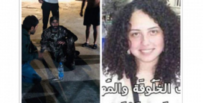 الضحية منال وزوجها اثناء القبض عليه