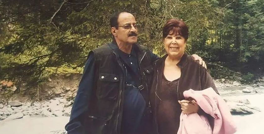 الفنانة الراحلة رجاء الجداوي وزوجها حسن مختار