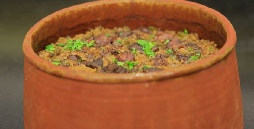 طاجن فريك بالكبد والقوانص