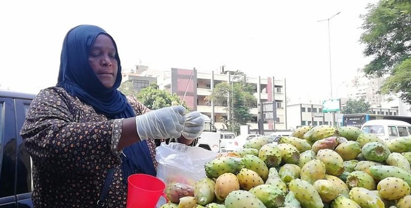 صعيدية تجوب الشوارع بعربة تين شوكي
