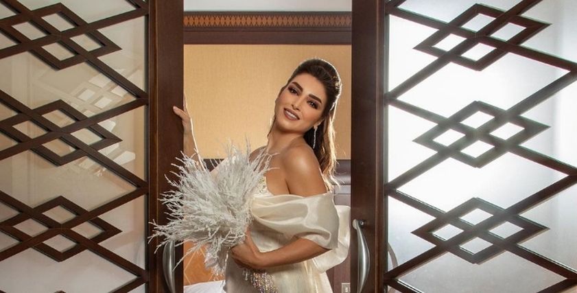 روجينا تتألق بالأبيض و«جيرب» زفاف في جلسة تصوير جديدة
