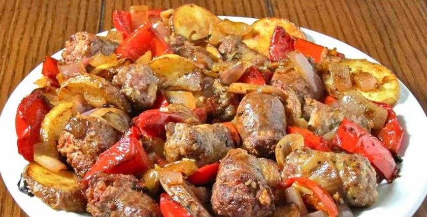 طبق سجق بالخضار