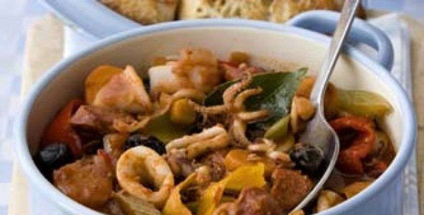 طاجن كاليماري بالخضروات