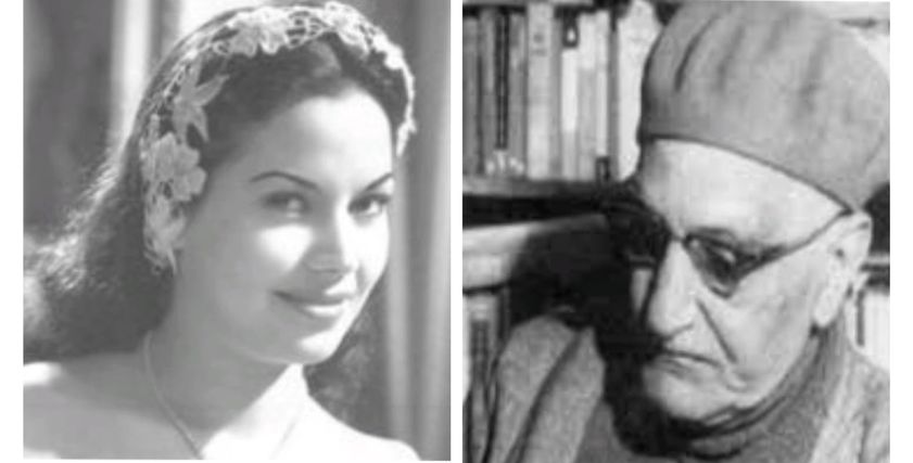 الكاتب عباس العقاد والفنانة مديحة يسري